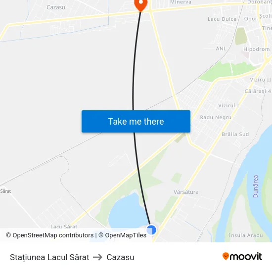 Stațiunea Lacul Sărat to Cazasu map