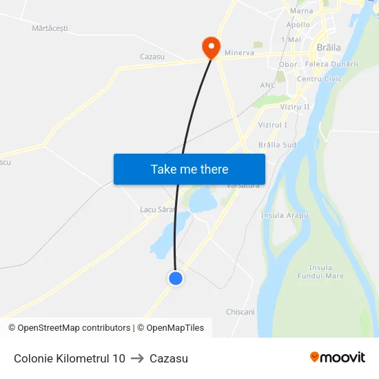 Colonie Kilometrul 10 to Cazasu map