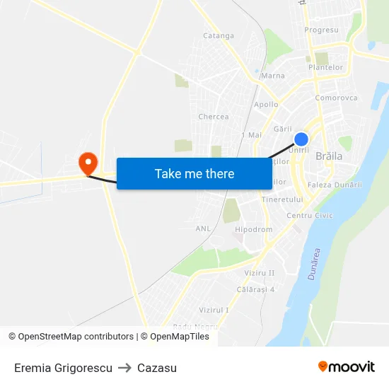 Eremia Grigorescu to Cazasu map