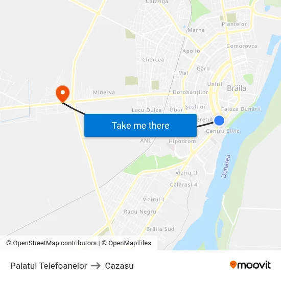 Palatul Telefoanelor to Cazasu map