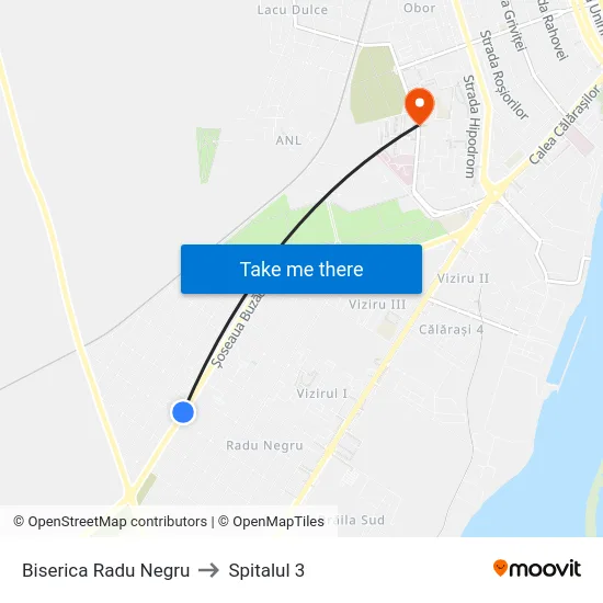 Biserica Radu Negru to Spitalul 3 map