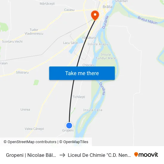 Gropeni | Nicolae Bălcescu to Liceul De Chimie "C.D. Nenitescu" map