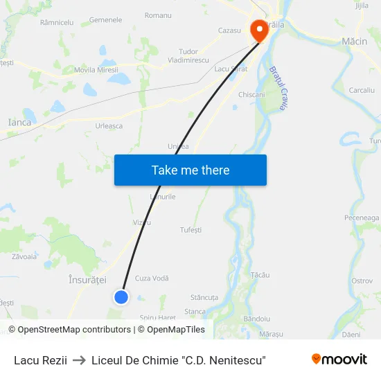 Lacu Rezii to Liceul De Chimie "C.D. Nenitescu" map
