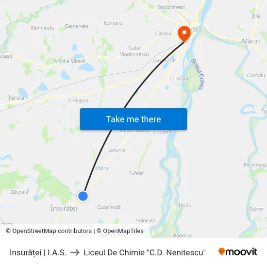 Insurăței | I.A.S. to Liceul De Chimie "C.D. Nenitescu" map