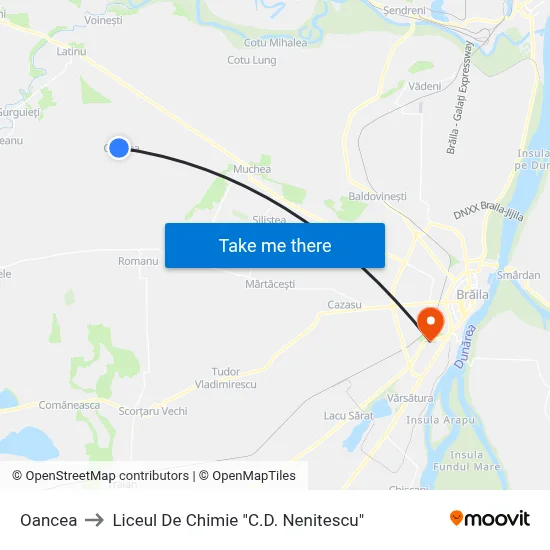 Oancea to Liceul De Chimie "C.D. Nenitescu" map