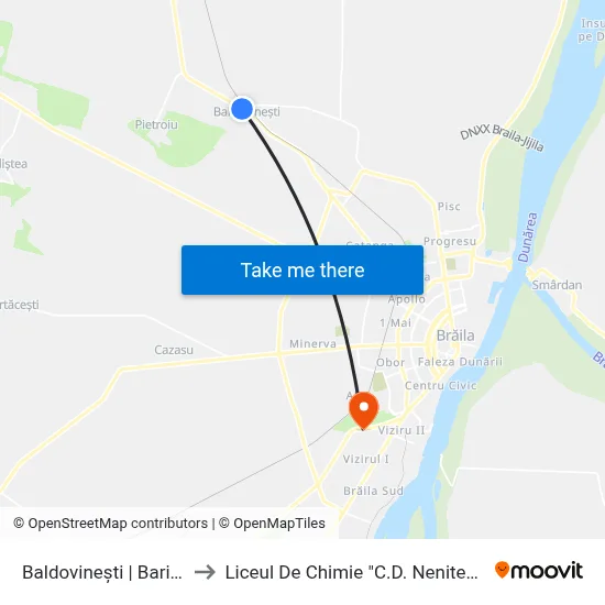 Baldovinești | Barieră to Liceul De Chimie "C.D. Nenitescu" map