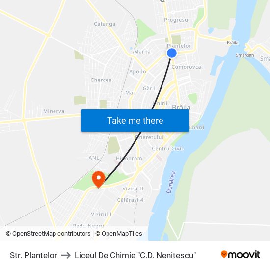 Str. Plantelor to Liceul De Chimie "C.D. Nenitescu" map
