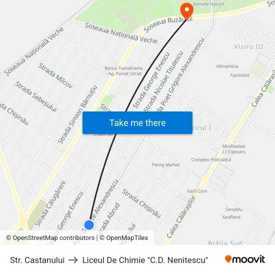 Str. Castanului to Liceul De Chimie "C.D. Nenitescu" map