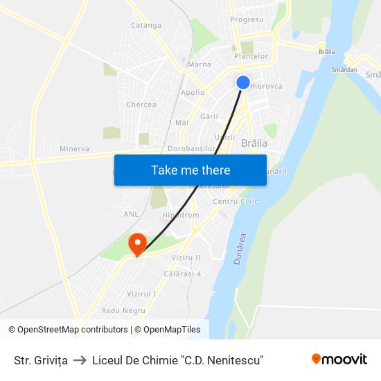 Str. Grivița to Liceul De Chimie "C.D. Nenitescu" map