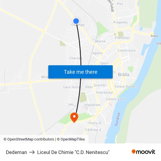 Dedeman to Liceul De Chimie "C.D. Nenitescu" map