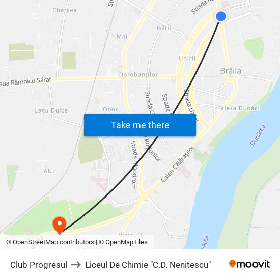 Club Progresul to Liceul De Chimie "C.D. Nenitescu" map