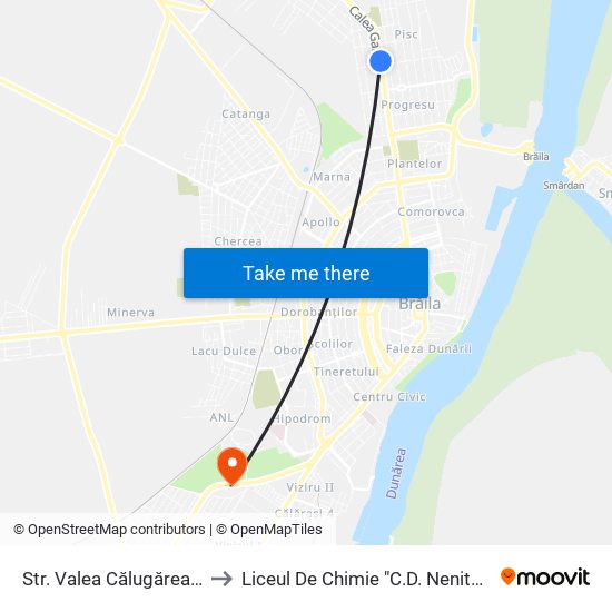 Str. Valea Călugărească to Liceul De Chimie "C.D. Nenitescu" map