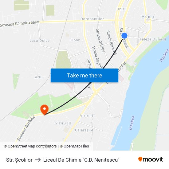 Str. Școlilor to Liceul De Chimie "C.D. Nenitescu" map