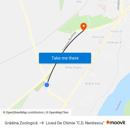 Grădina Zoologică to Liceul De Chimie "C.D. Nenitescu" map