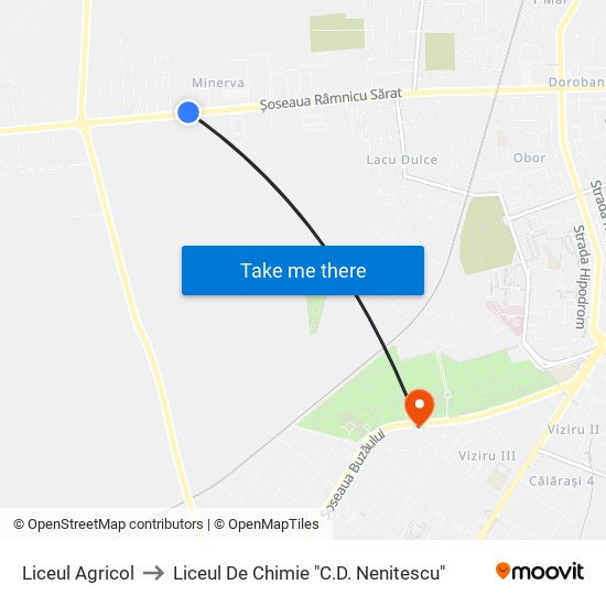 Liceul Agricol to Liceul De Chimie "C.D. Nenitescu" map