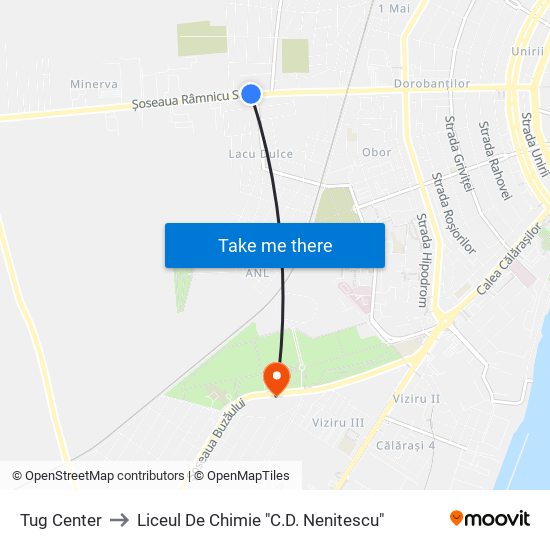 Tug Center to Liceul De Chimie "C.D. Nenitescu" map