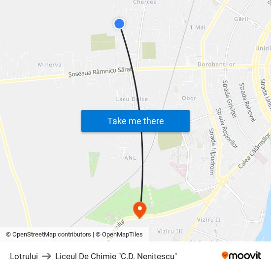 Lotrului to Liceul De Chimie "C.D. Nenitescu" map