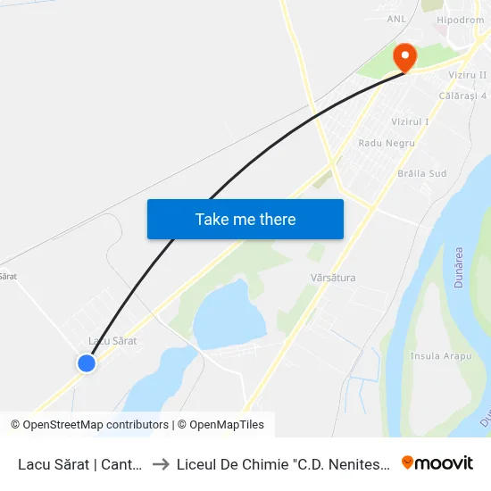 Lacu Sărat | Canton to Liceul De Chimie "C.D. Nenitescu" map