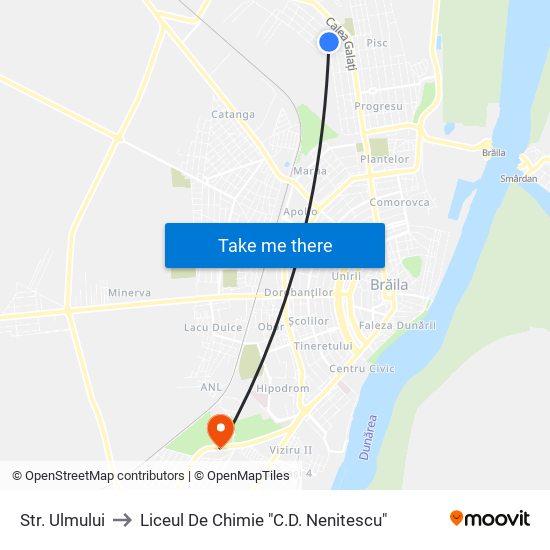 Str. Ulmului to Liceul De Chimie "C.D. Nenitescu" map