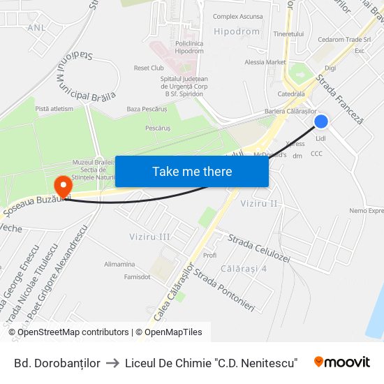 Bd. Dorobanților to Liceul De Chimie "C.D. Nenitescu" map