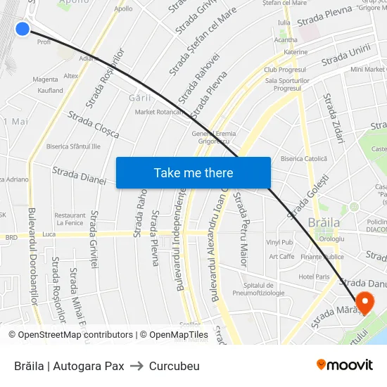 Brăila | Autogara Pax to Curcubeu map
