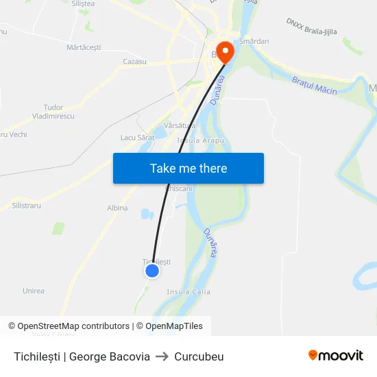 Tichilești | George Bacovia to Curcubeu map