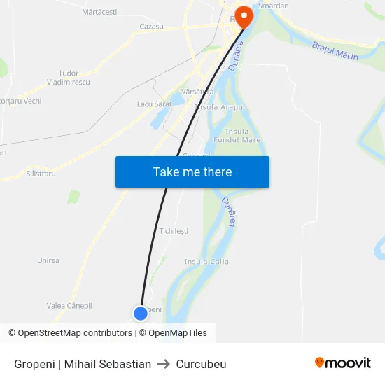 Gropeni | Mihail Sebastian to Curcubeu map