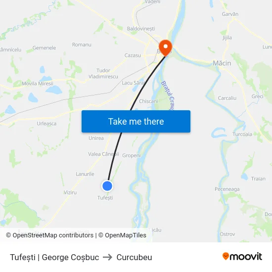 Tufești | George Coșbuc to Curcubeu map