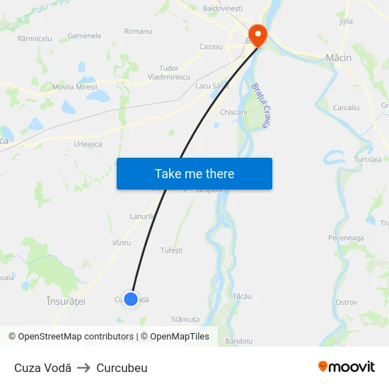 Cuza Vodă to Curcubeu map