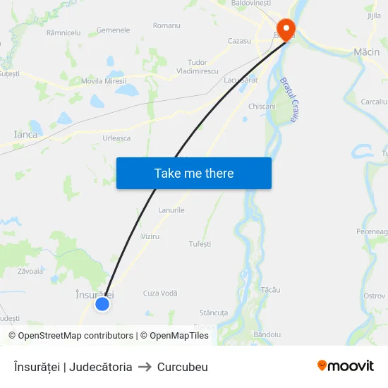 Însurăței | Judecătoria to Curcubeu map