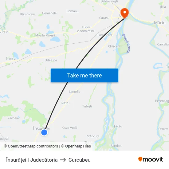 Însurăței | Judecătoria to Curcubeu map