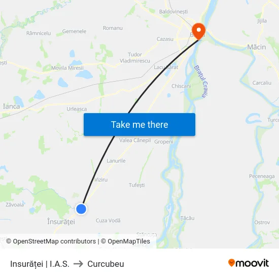 Insurăței | I.A.S. to Curcubeu map