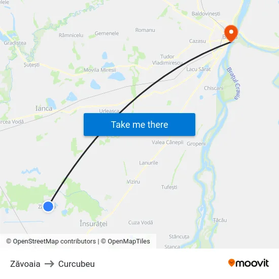 Zăvoaia to Curcubeu map