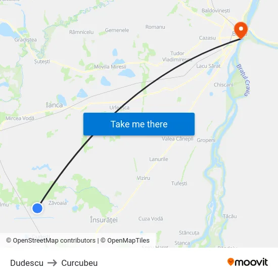 Dudescu to Curcubeu map