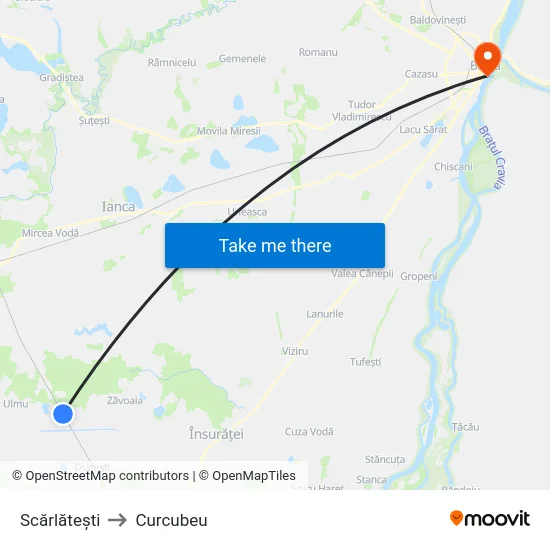 Scărlătești to Curcubeu map