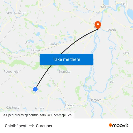 Chioibășești to Curcubeu map