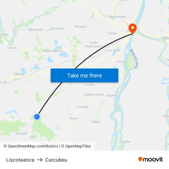 Lișcoteanca to Curcubeu map