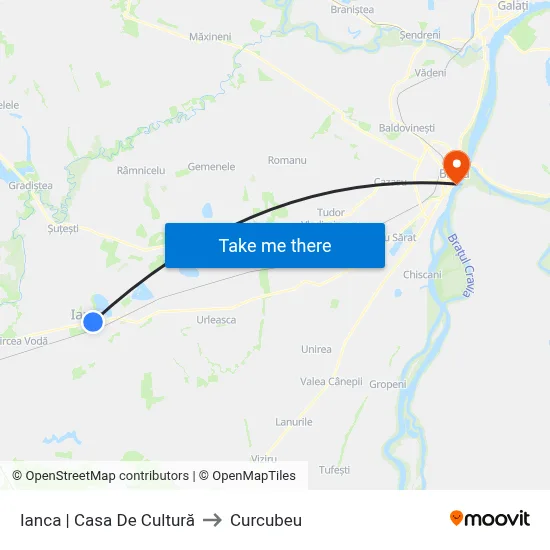 Ianca | Casa De Cultură to Curcubeu map