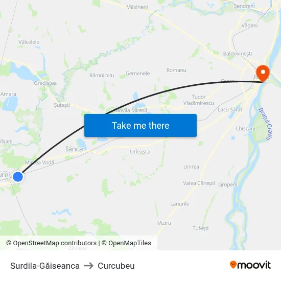 Surdila-Găiseanca to Curcubeu map