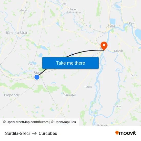 Surdila-Greci to Curcubeu map