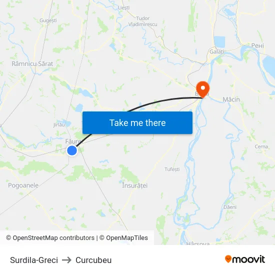 Surdila-Greci to Curcubeu map