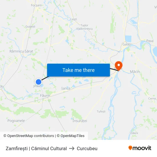 Zamfirești | Căminul Cultural to Curcubeu map
