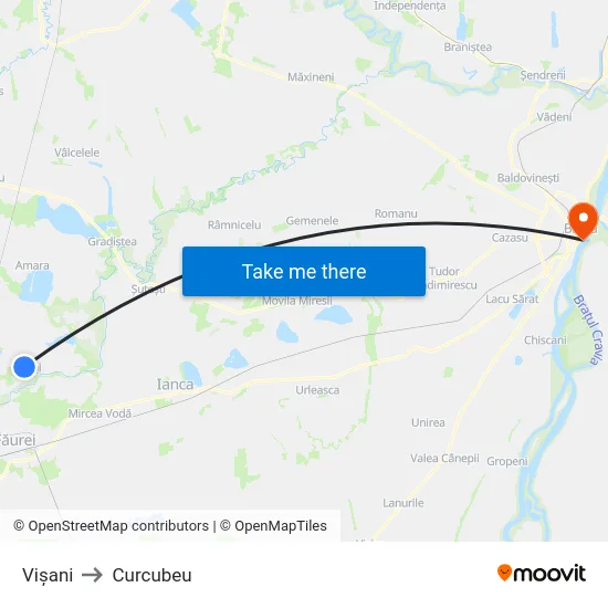 Vișani to Curcubeu map