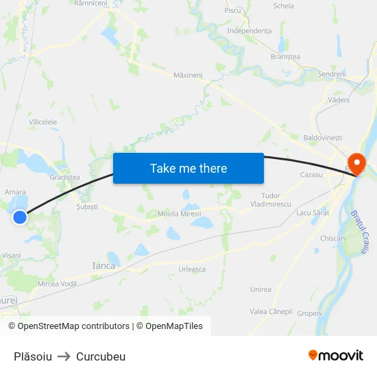 Plăsoiu to Curcubeu map