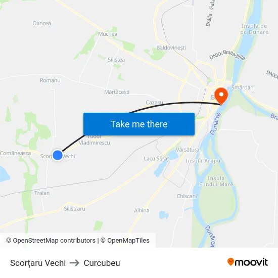 Scorțaru Vechi to Curcubeu map