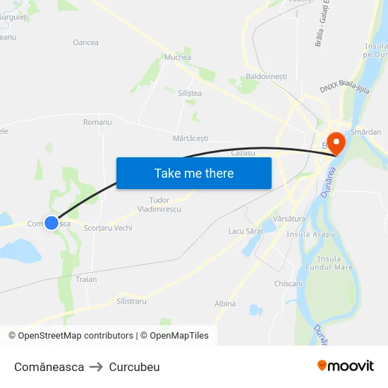 Comăneasca to Curcubeu map