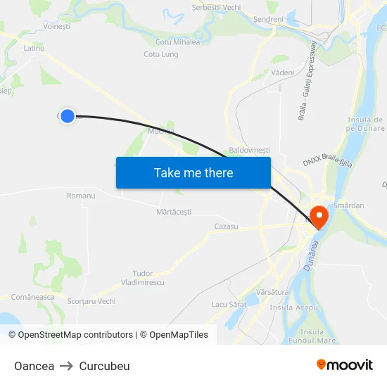 Oancea to Curcubeu map