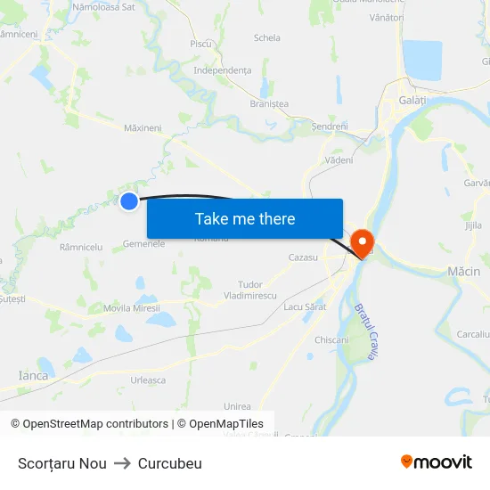 Scorțaru Nou to Curcubeu map