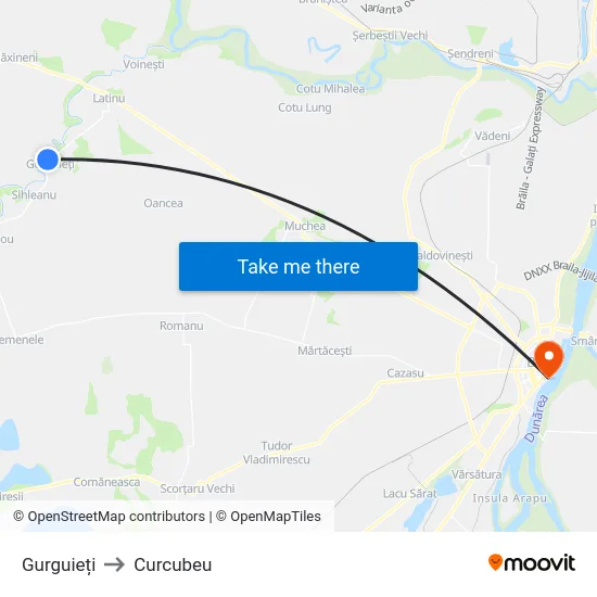 Gurguieți to Curcubeu map