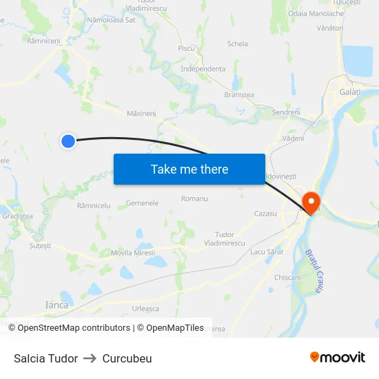 Salcia Tudor to Curcubeu map